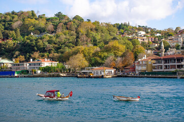 Fototapeta na wymiar Landscape city Istanbul in Turkey view from the seashore, 