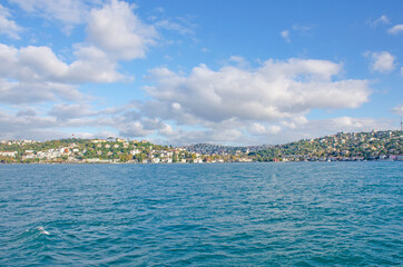 Fototapeta premium Landscape city Istanbul in Turkey view from the seashore, 
