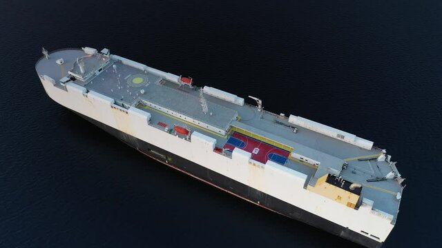 Aerial view over Vehicles Carrier Ship at Sunset in Red sea
drone view from Eilat,Israel, may 30,2021
