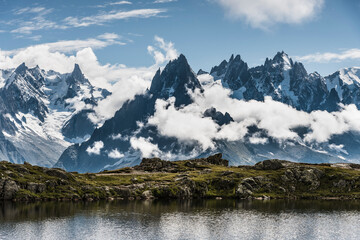 Lac de Chésery and the Mont Blanc massif