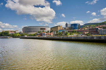 Nervion river and Athletic club de Bilbao Football Stadium (San Mames), Bilbao