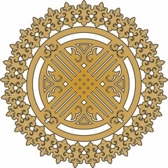 Vector Kazakh folk pattern shanyrak. the upper hole for a dvma on the roof of a Kazakh, Mongolian or Kalmyk yurt. House of nomads