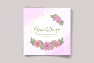 Wedding invitation card with beautiful chrysanthemum flower design