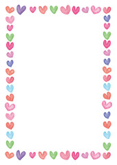 ハート　水彩　手書き　フレーム