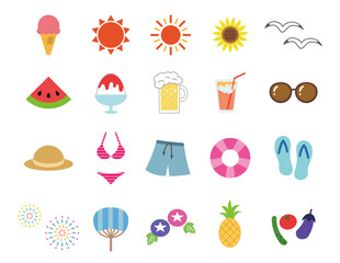 Fototapeta premium 夏 アイコンセット