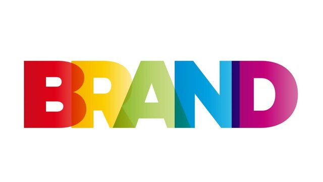 The word Brand. Animated banner with the text colored rainbow.