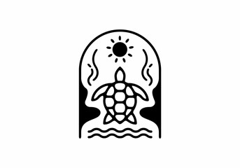 Black line art illustration of turtle