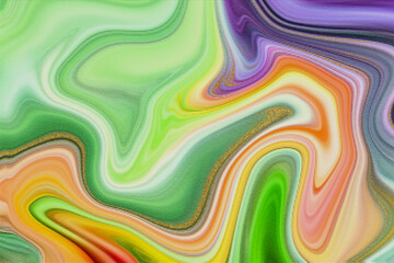 Marble Textures. Marbleized pattern Modern colorful flow poster. Wave Liquid shape in black color background. Art design for your design project. 