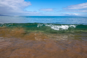 Idyllic scene beach in Thailand. Tropical blue sea and a sand beach background.