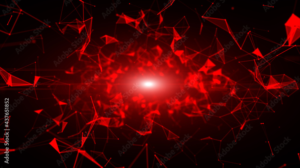Poster network with lines. dots and triangle technology abstract background