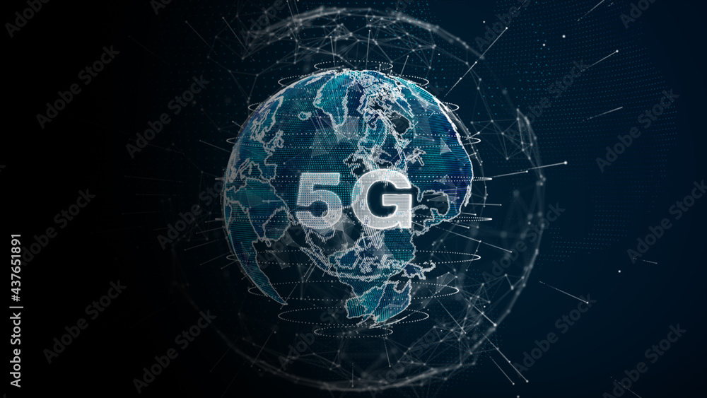 Poster technology 5g high speed internet connection. global network digital data connection futuristic abst