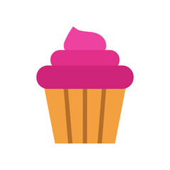 CupCake Vector Icon in Flat Style. A cupcake is a small cake designed to serve one person, which may be baked in a small thin paper or aluminum cup. Vector illustration for app,  Website, Game