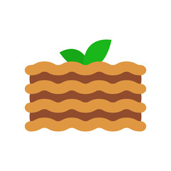 Lasagna Vector Icon in Flat Style. a Italian baked dish consisting of layers of pasta, cheese, tomato sauce, vegetables, and usually meat. Vector illustration icon for an app, website, or game