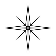 Flat compass direction illustration. Map star symbol