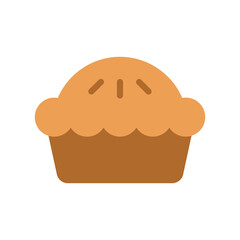 Pie Vector Icon in Flat Outline Style. A pie is a baked dish usually made from a pastry dough casing filled with various sweet or savory ingredients. Vector illustration icon for app, website, logo.