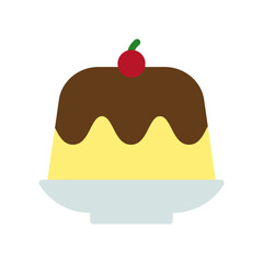 Pudding Vector Icon in Flat Style. Pudding is a popular dessert and snack. It tastes sweet, and comes in many flavors.. Vector illustration icon can be used for an app, website, or a logo.