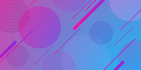 Obraz premium Horizontal Neon Banner with Abstract Geometric Shapes, Lines, Stripes. Abstract Vector Background Trendy Modern Minimalist Style.