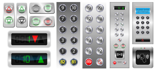 realistic elevators buttons with chrome metal door © coolvectormaker