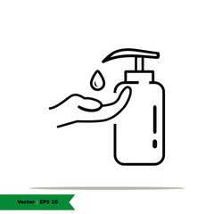 Wash hand with hand soap sanitizer icon illustration. Antiseptic Sign Symbol. Vector Line Icon. EPS 10