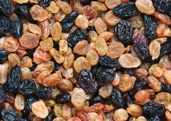 Dried fruits, white and black grapes.