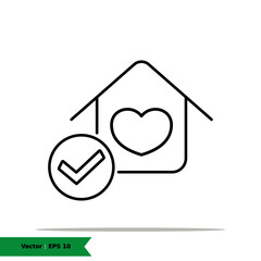 Stay at home icon illustration. Social Distancing sign symbol. Vector Line Icon. EPS 10