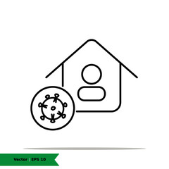 Stay at home icon illustration. Social Distancing sign symbol. Vector Line Icon. EPS 10