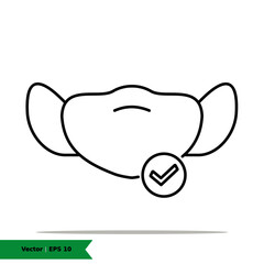 Masker with Check Ok icon illustration. Prevention sign symbol. Vector outline icon EPS 10
