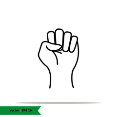 Obraz premium Raised fist - symbol of victory, strength, power and solidarity vector line icon for apps and websites