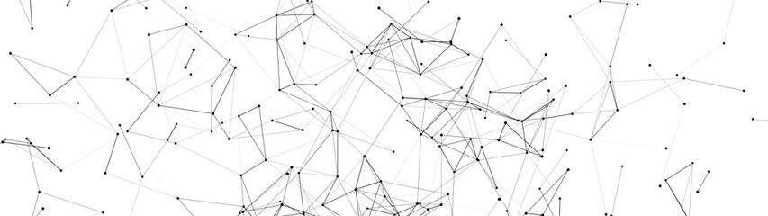 Fototapeta premium Abstract geometric background black and white. Template for presentation of science and technology. Abstract vector background. Molecular structure. Network connection structure. Vector illustration.