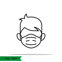 Masker icon illustration. Prevention sign symbol. Vector outline icon EPS 10