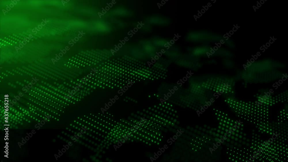 Poster technology digital particle dynamic abstract background. 3d rendering animation 4k