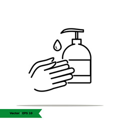 Hand wash icon illustration. Prevention Sign Symbol. Vector Line Icon EPS 10