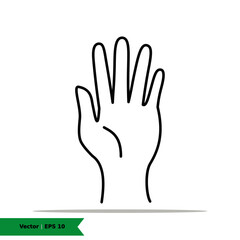 Gesture Hand Icon Illustration. Number Five Sign Symbol. Vector Line Icon EPS 10