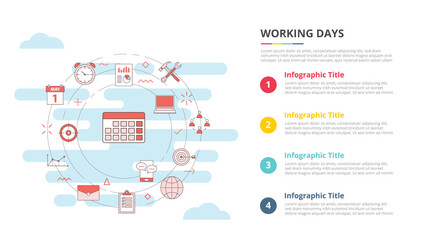 working days concept for infographic template banner with four point list information