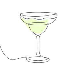 Figured glass on a thin leg with martini.