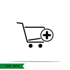 Shopping Cart with Add / Plus Icon Illustration. Shopping, Add Cart List Sign Symbol Logo Templete. Vector Icon EPS 10