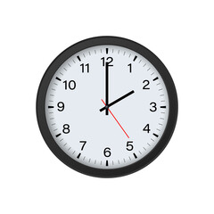 Round Clock Mockup Isolated on White Background, 2 O'clock. Vector Illustration