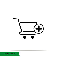 Shopping Cart with Add / Plus Icon Illustration. Shopping, Add Cart List Sign Symbol Logo Templete. Vector Icon EPS 10