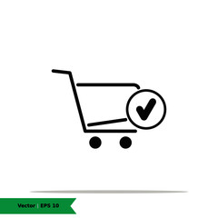 Shopping Cart with Check / Yes / Verify Icon Illustration. Shopping, Checked Cart List Sign Symbol Logo Templete. Vector Icon EPS 10