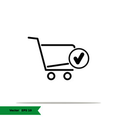 Shopping Cart with Check / Yes / Verify Icon Illustration. Shopping, Checked Cart List Sign Symbol Logo Templete. Vector Icon EPS 10