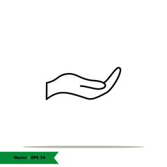 Hand Palms Open Icon Illustrations Logo Template. Care Sign Symbol. Vector Line Icon EPS 10