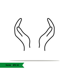 Hand Palms Open Icon Illustrations Logo Template. Care Sign Symbol. Vector Line Icon EPS 10