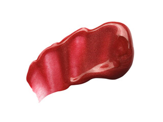 Smudged red lip gloss sample isolated