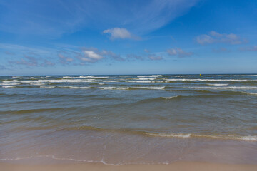 Beach with white sand in Slowinski national park, Baltic coast of Poland