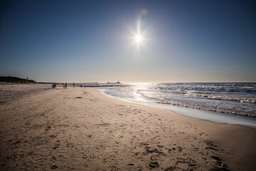 Beach with white sand in Slowinski national park, Baltic coast of Poland
