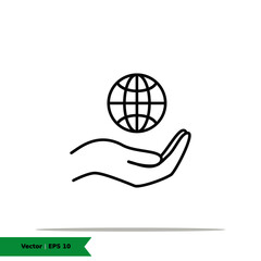 Save World, Save Earth, Eco Friendly Icon Illustration. World / Earth In Hand, Hold The World Sign Symbol. Vector Line Icon EPS 10