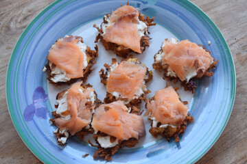 rosti at the salmon and cheese