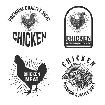 Set of chicken meat emblems. Design element for logo, label, sign, emblem. Vector illustration