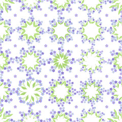 seamless pattern of forget-me-nots.  wreaths of forget-me-nots.  vector illustration.