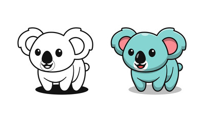Cute koala cartoon coloring pages for kids